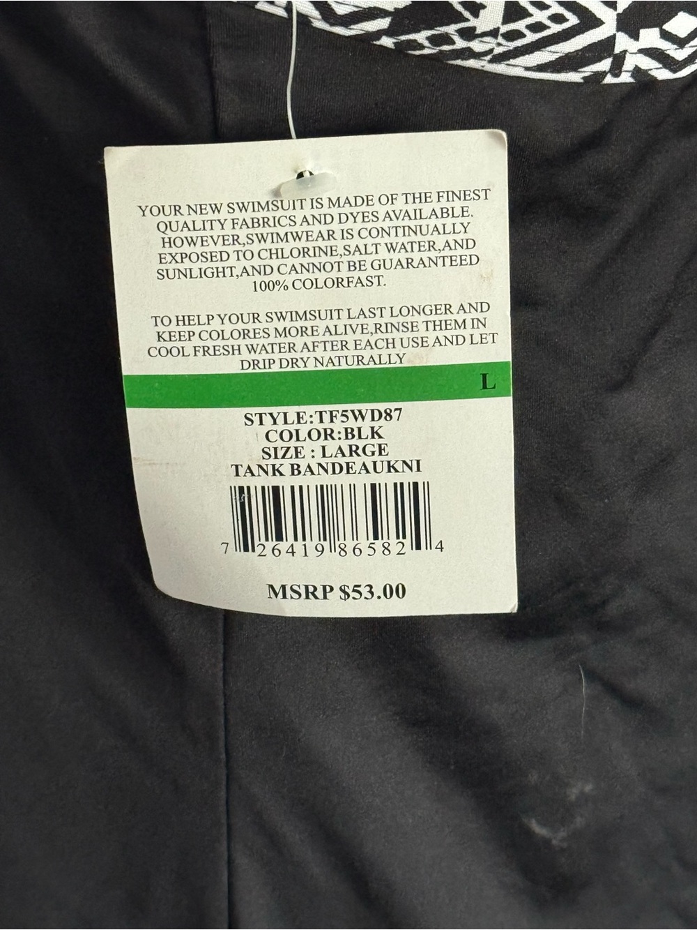 New 24th & Ocean Black Tankini top size Large - Picture 9 of 10